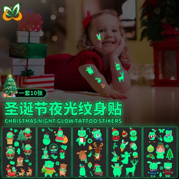 Christmas Glow In The Dark Temporary Tattoo Stickers