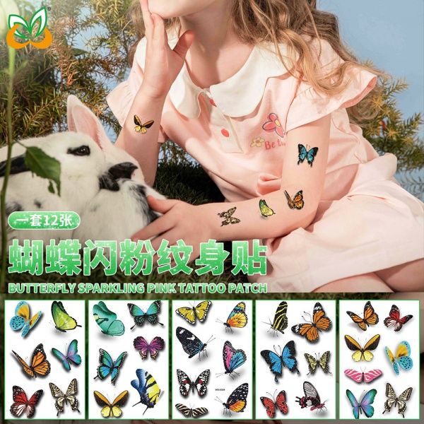 Custom Butterfly Glitter Tattoo Sticker