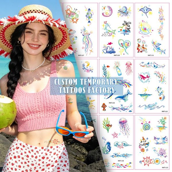 Matte Waterproof Ocean Temporary Tattoo Stickers