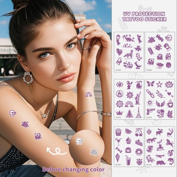 UV Purple Color-Changing Temporary Tattoo Stickers