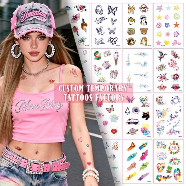 Waterless CMYK Color Printed Tattoo Stickers