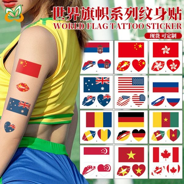 Flag-Shaped Face Temporary Tattoo Stickers
