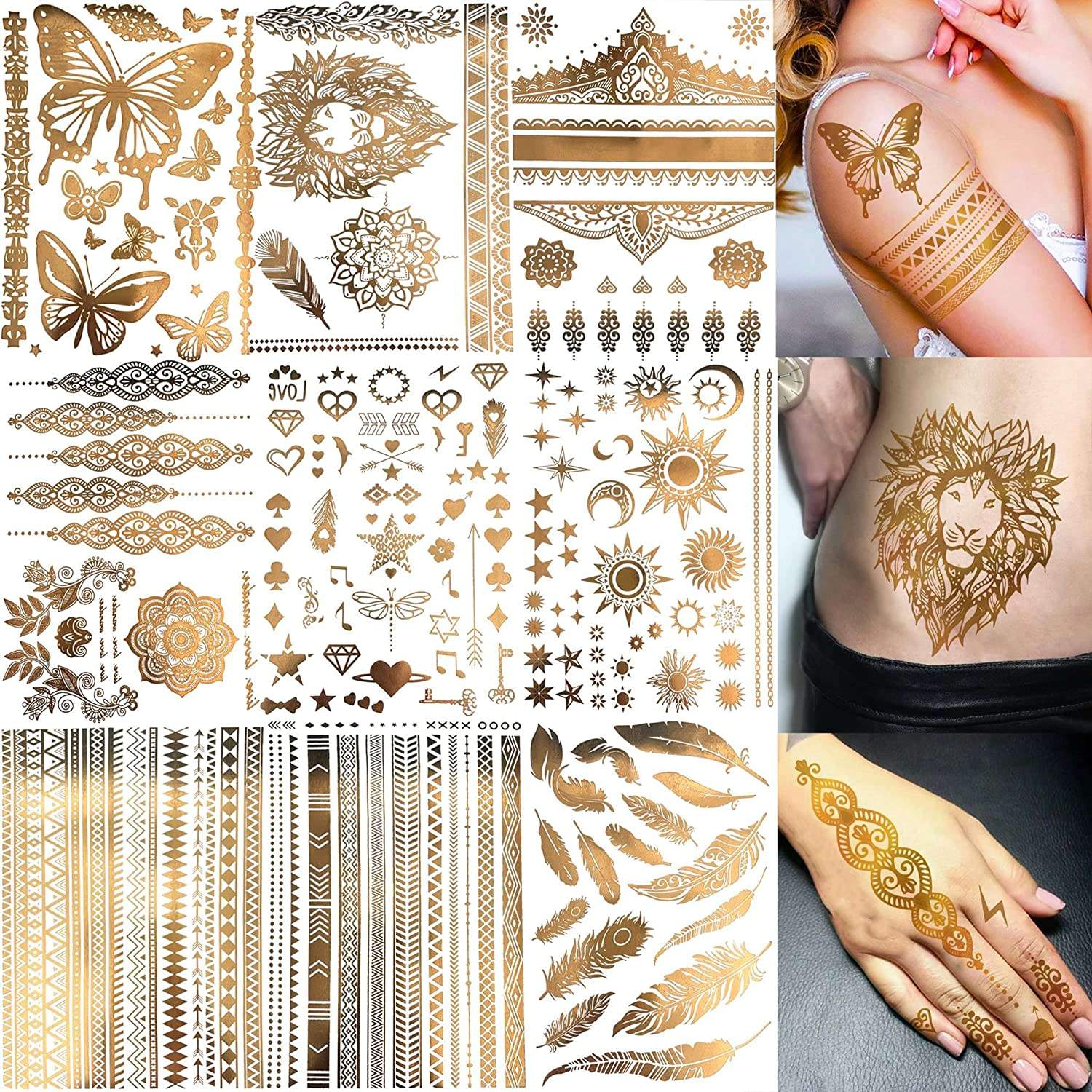 Metallic Tattoo Stickers - Gold, silver, rose gold temporary tattoos
